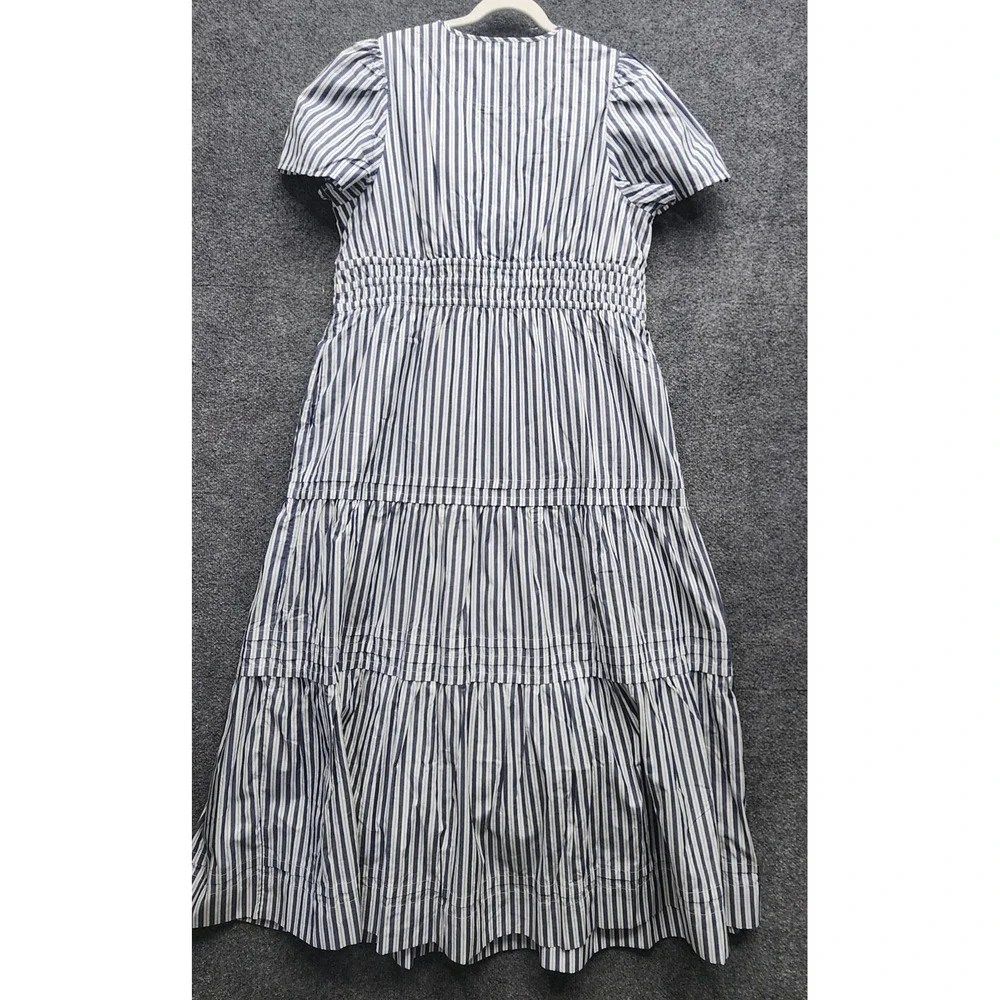 NWT Quince Organic Cotton Poplin Tiered Maxi Dress Hudson Stripe XL Pockets - Picture 12 of 12